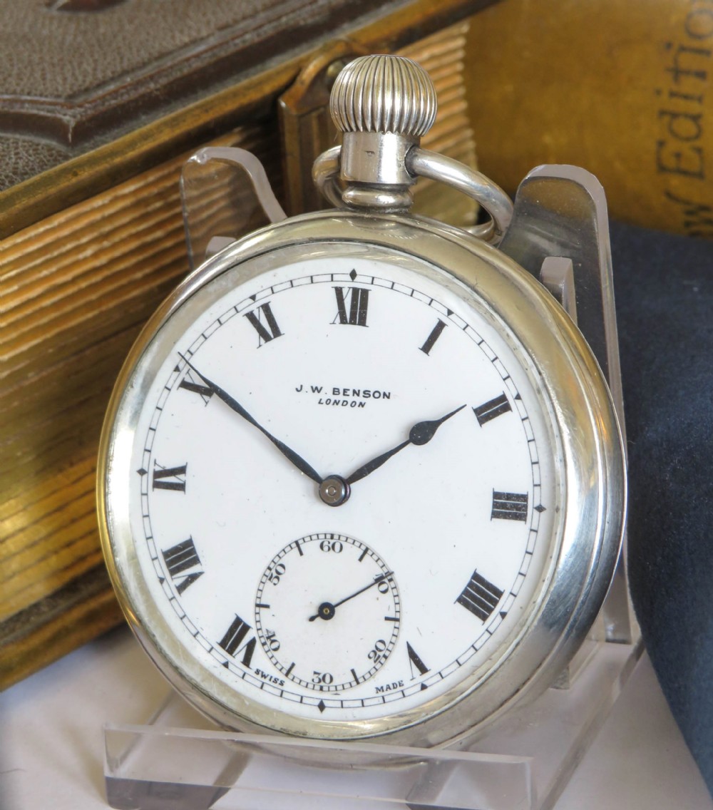 Silver J W Benson Cyma pocket watch, 1937