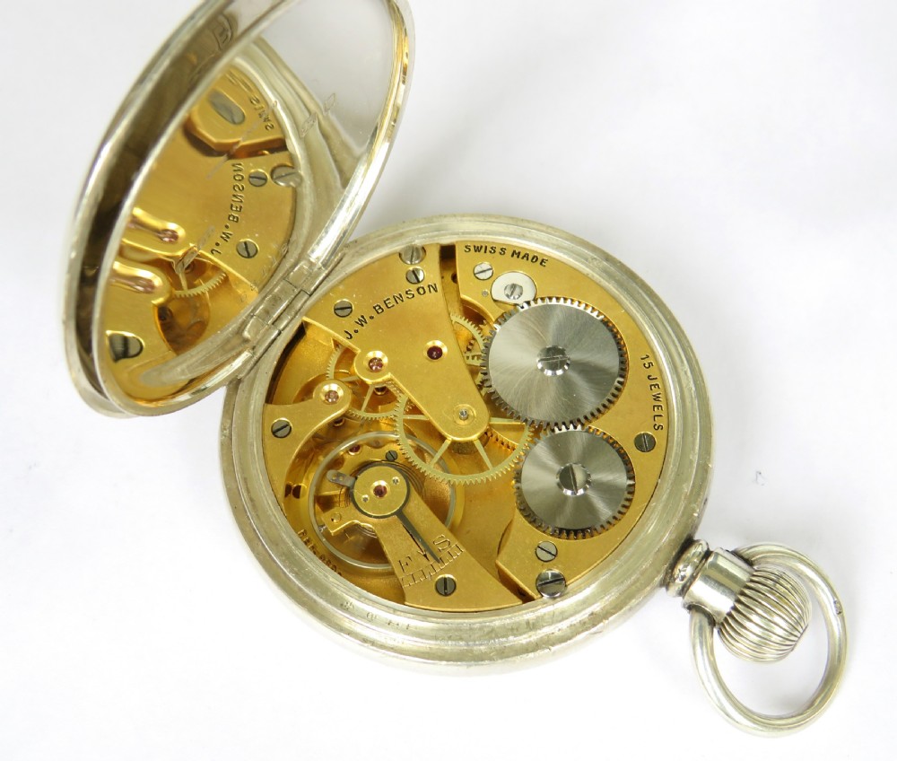Silver J W Benson Cyma pocket watch, 1937 View IV