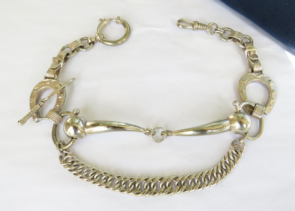 Unusual horse riding equestrian pocket watch albert chain