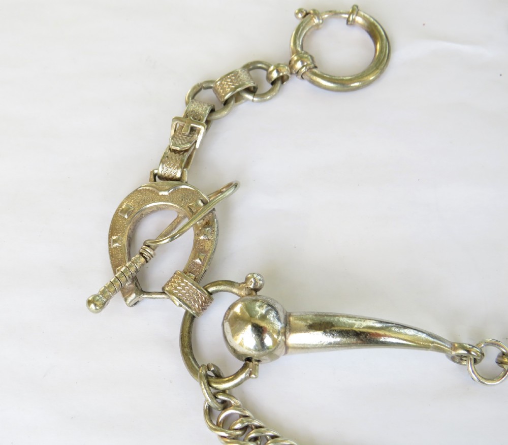 Unusual horse riding equestrian pocket watch albert chain View III