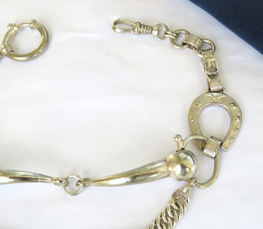 Unusual horse riding equestrian pocket watch albert chain View IV