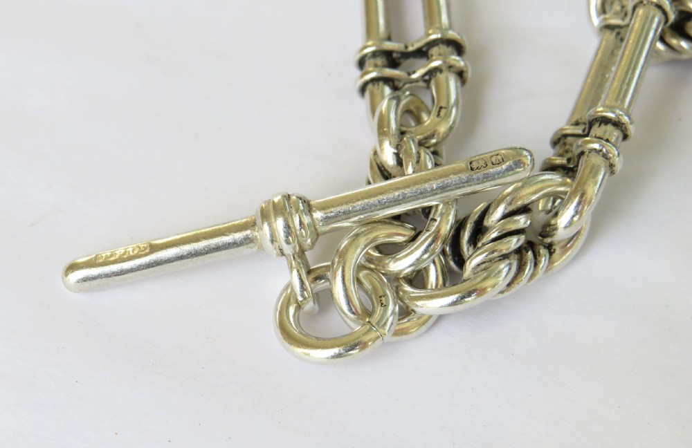 Unusual heavy antique silver pocket watch albert chain, 1908 View III