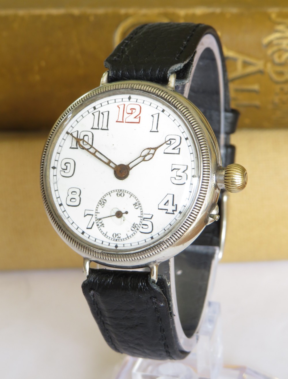 Antique silver Borgel cased trench watch with history