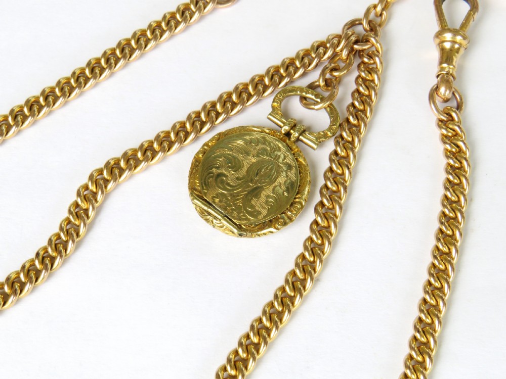 Antique rolled gold double pocket watch albert chain by Hopwood View III