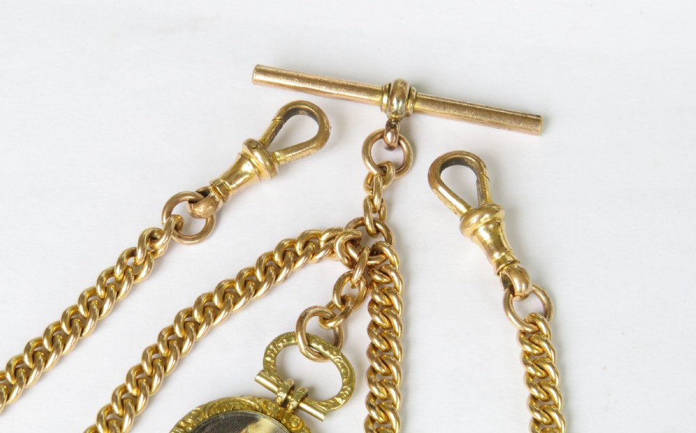 Antique rolled gold double pocket watch albert chain by Hopwood View IV