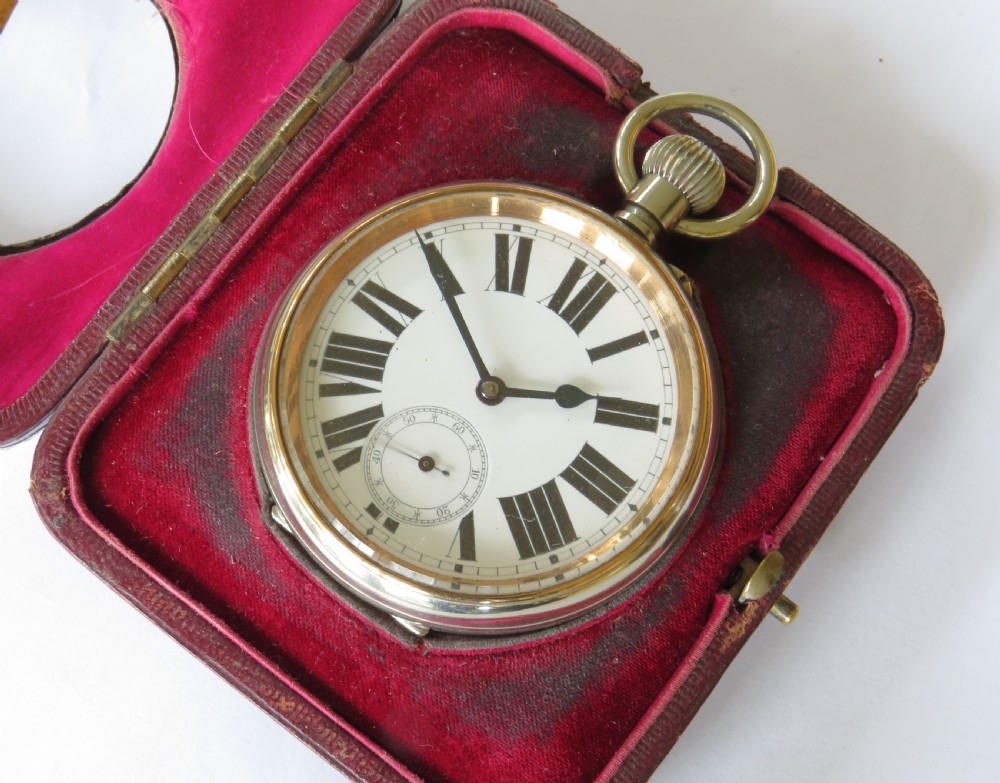 Antique silver cased travel clock, 1902 View II