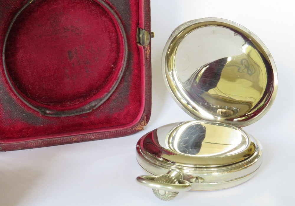 Antique silver cased travel clock, 1902 View III