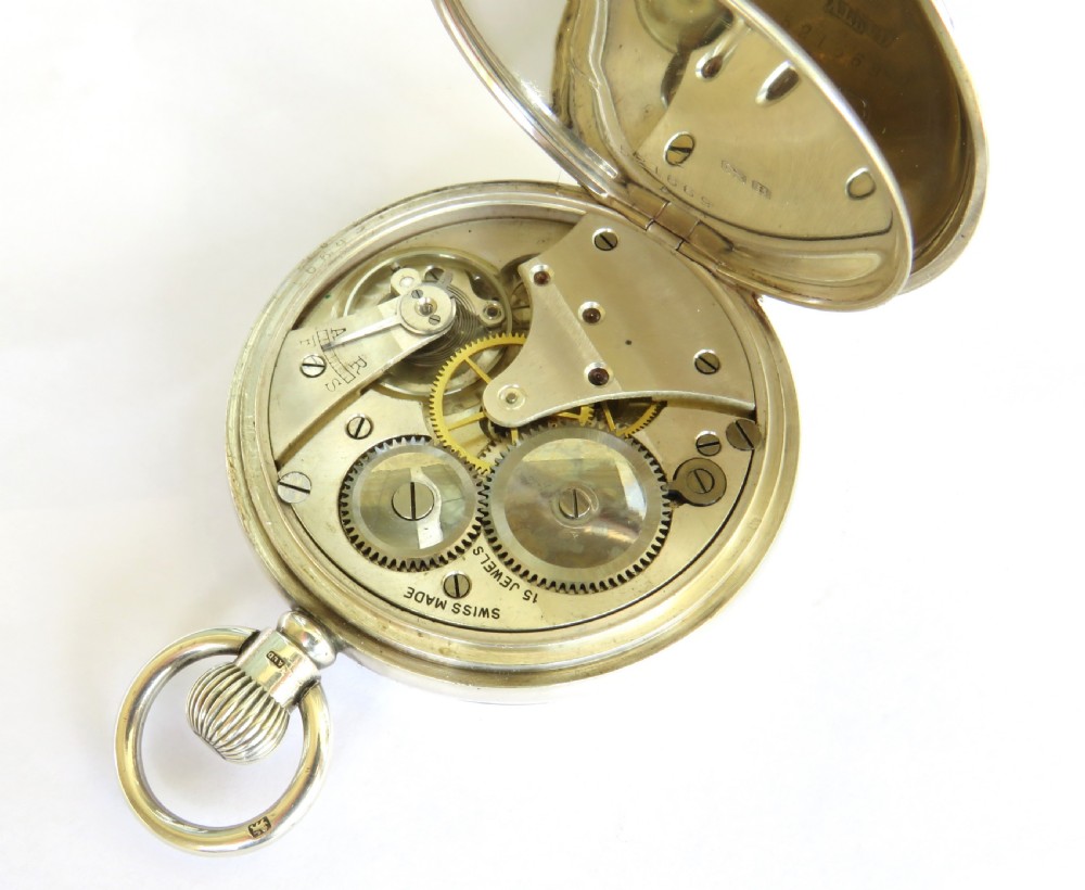 Antique 1926 silver Revue pocket watch and box View IV