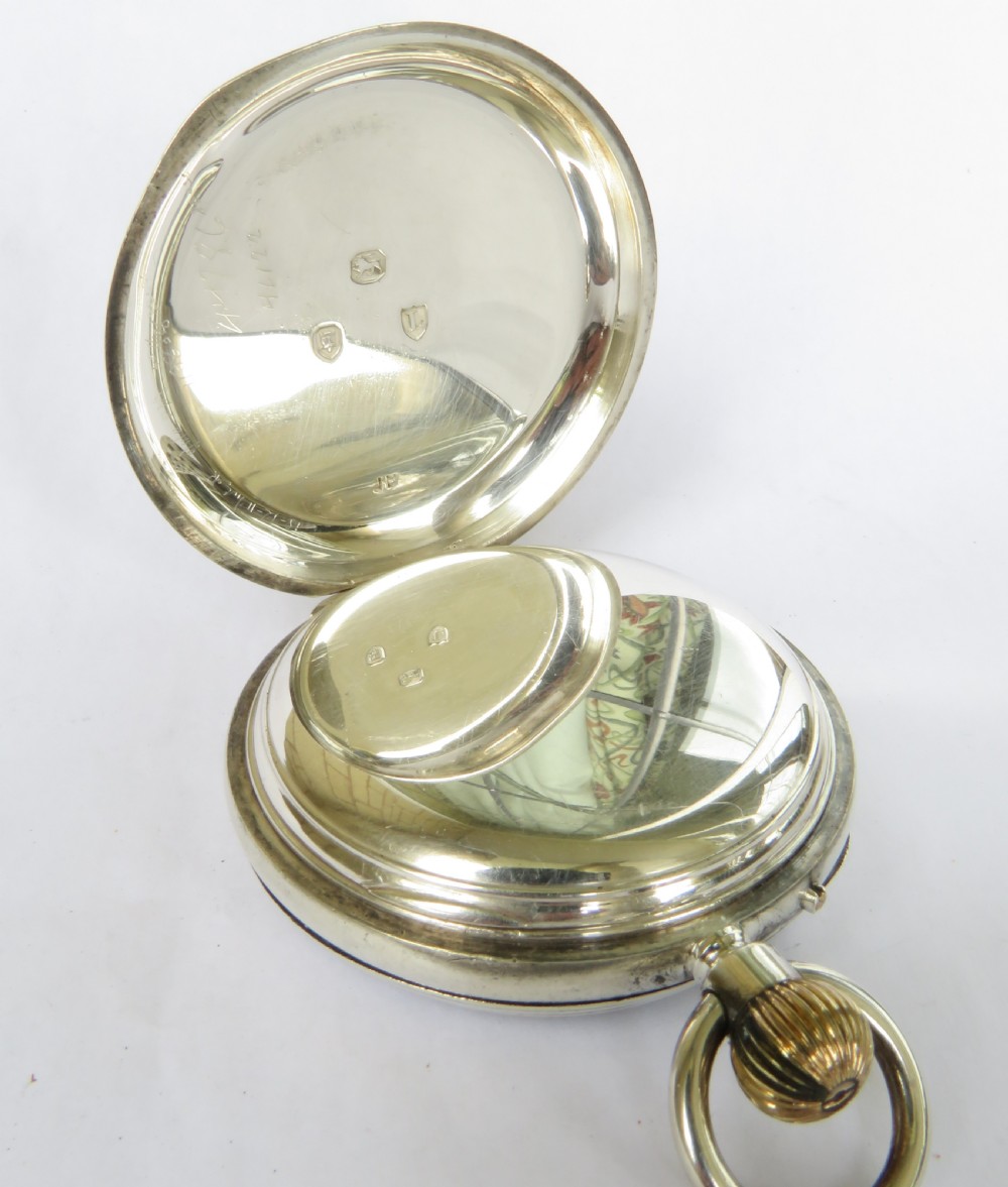 Antique English silver pocket watch, 1886 View III
