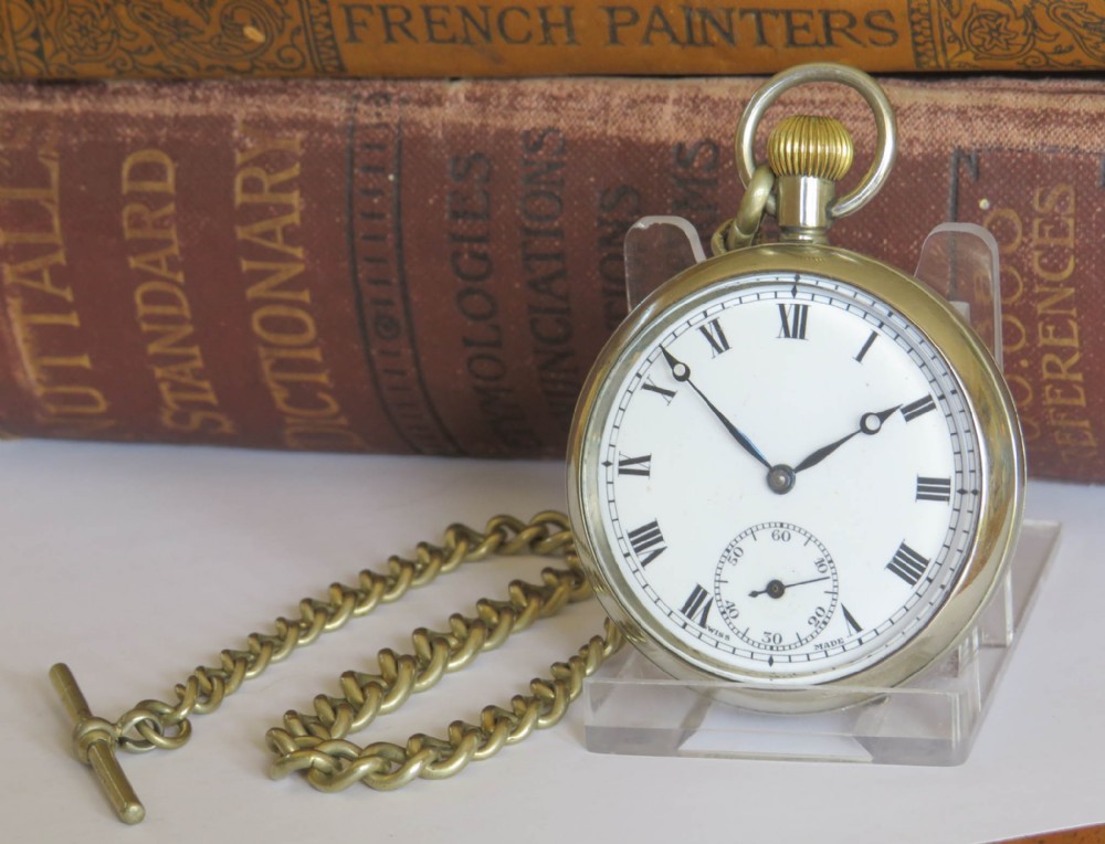 1930s Rotherham & Sons pocket watch and chain