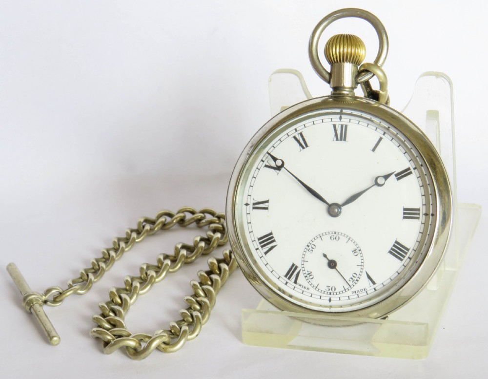 1930s Rotherham & Sons pocket watch and chain View II