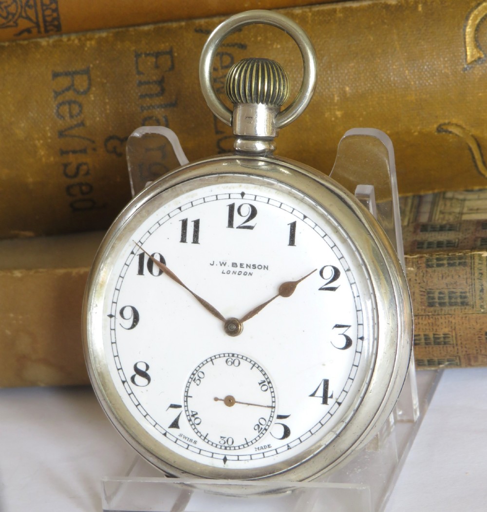 1938 silver Cyma pocket watch for J W Benson