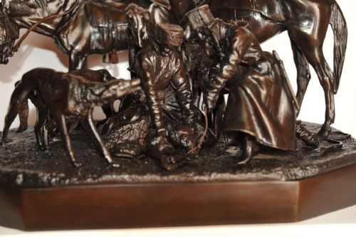 RUSSIAN BRONZE SCULPTURE WOLF HUNTING GROUP BY NIKOLAI LIEBERICH - ADDITIONAL PHOTO 1