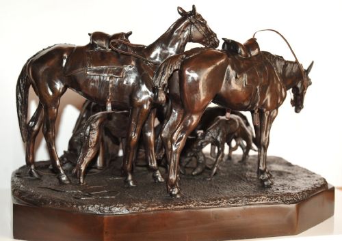 RUSSIAN BRONZE SCULPTURE WOLF HUNTING GROUP BY NIKOLAI LIEBERICH - ADDITIONAL PHOTO 5