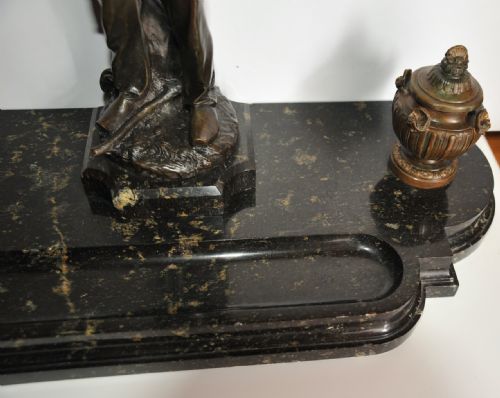 FRENCH BRONZE DOUBLE INKWELL BY JULES DALOU - ADDITIONAL PHOTO 2