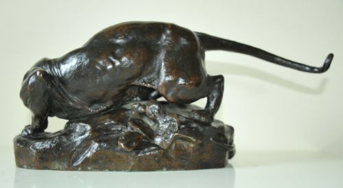FRENCH BRONZE PANTHER PYTHON BY GEORGES GARDET SIOT FOUNDRY - ADDITIONAL PHOTO 1