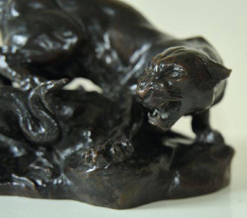 FRENCH BRONZE PANTHER PYTHON BY GEORGES GARDET SIOT FOUNDRY - ADDITIONAL PHOTO 5