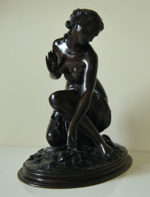 FRENCH BRONZE NUDE MAIDEN BITTEN BY A SNAKE DEVAULX C1880 - ADDITIONAL PHOTO 5