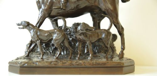 VERY RARE ENGLISH BRONZE HUNTING GROUP BY JOHN WILLIS GOOD COX SONS 1875 - ADDITIONAL PHOTO 2