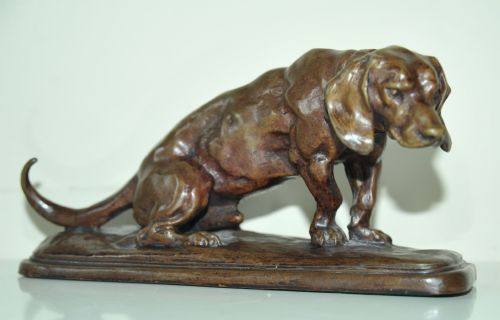 FRENCH BRONZE BASSET ASSIS BY ANTOINE LOUIS BARYE - ADDITIONAL PHOTO 2