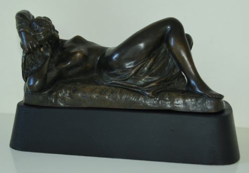 FRENCH BRONZE RECLINING NUDE BY EDMOND LEVEQUE - ADDITIONAL PHOTO 4