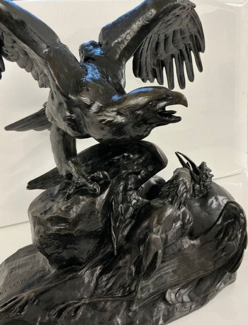 FRENCH BRONZE EAGLE BY ANTOINE LOUIS BARYE CAST BY BARBEDIENNE - ADDITIONAL PHOTO 2
