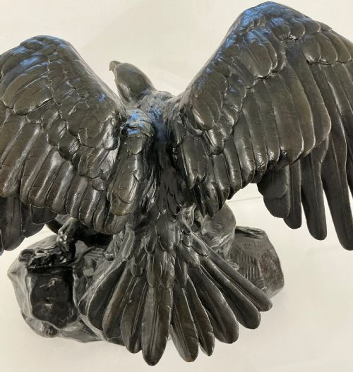 FRENCH BRONZE EAGLE BY ANTOINE LOUIS BARYE CAST BY BARBEDIENNE - ADDITIONAL PHOTO 3