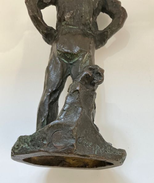 FRENCH BRONZE JULES DALOU PAYSAN AU REPOS - ADDITIONAL PHOTO 2