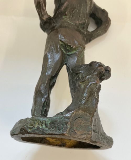 FRENCH BRONZE JULES DALOU PAYSAN AU REPOS - ADDITIONAL PHOTO 3