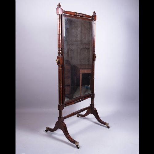 19th century mahogany cheval mirror - CATEGORY: ANTIQUE MIRRORS - DATED 19TH CENTURY