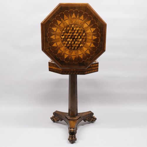 ANTIQUE EARLY 19TH CENTURY JAMAICAN PARQUETRY WORK TABLE RALPH TURNBULL