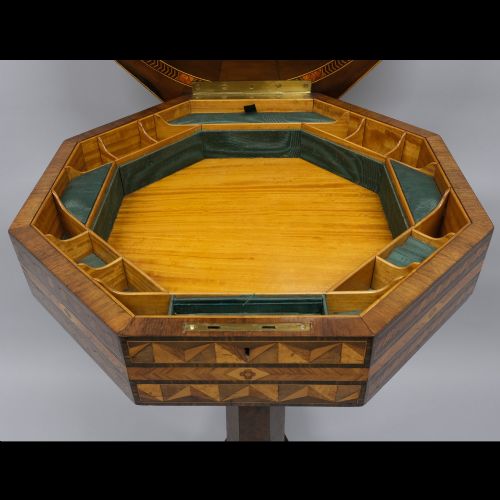 ANTIQUE EARLY 19TH CENTURY JAMAICAN PARQUETRY WORK TABLE RALPH TURNBULL - ADDITIONAL PHOTO 2