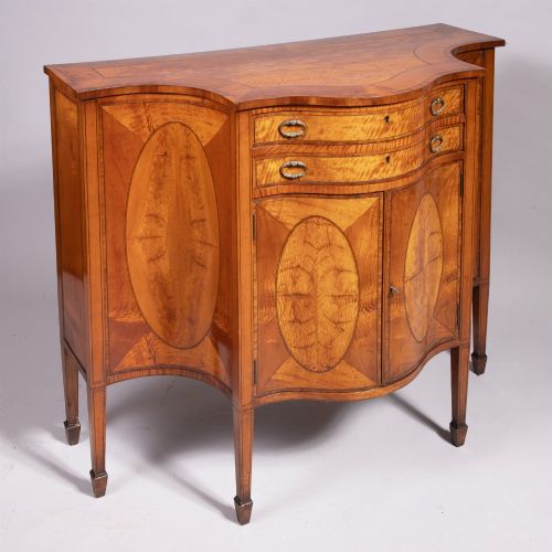 ANTIQUE SHERATON REVIVAL SATINWOOD SIDE CABINET - ADDITIONAL PHOTO 2