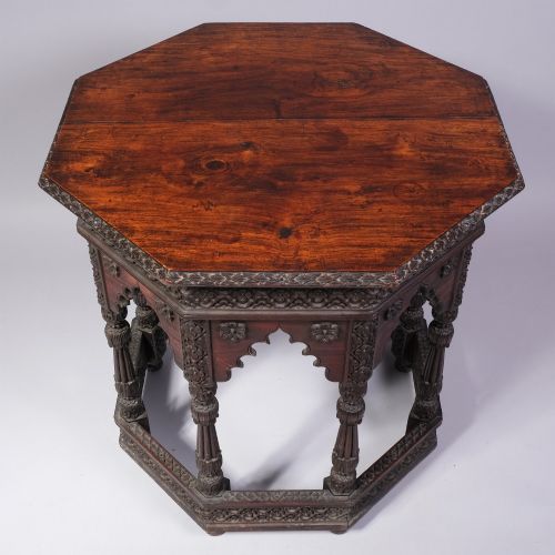 19TH CENTURY INDIAN HARDWOOD OCTAGONAL TABLE - ADDITIONAL PHOTO 1