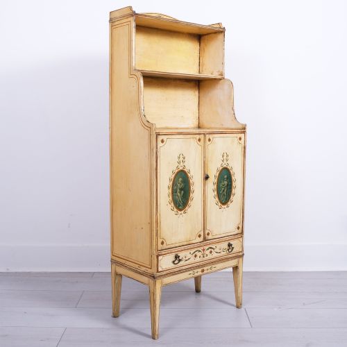 LATE 18TH CENTURY GEORGE III PAINTED WATERFALL BOOKCASE