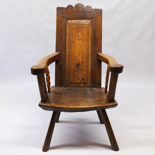 MID 18TH CENTURY PANEL BACKED WINDSOR CHAIR