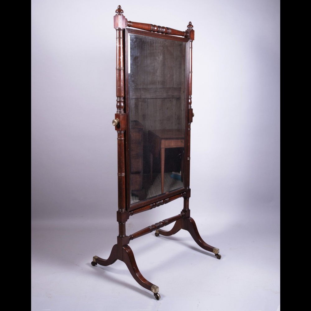 19th Century Mahogany Cheval Mirror