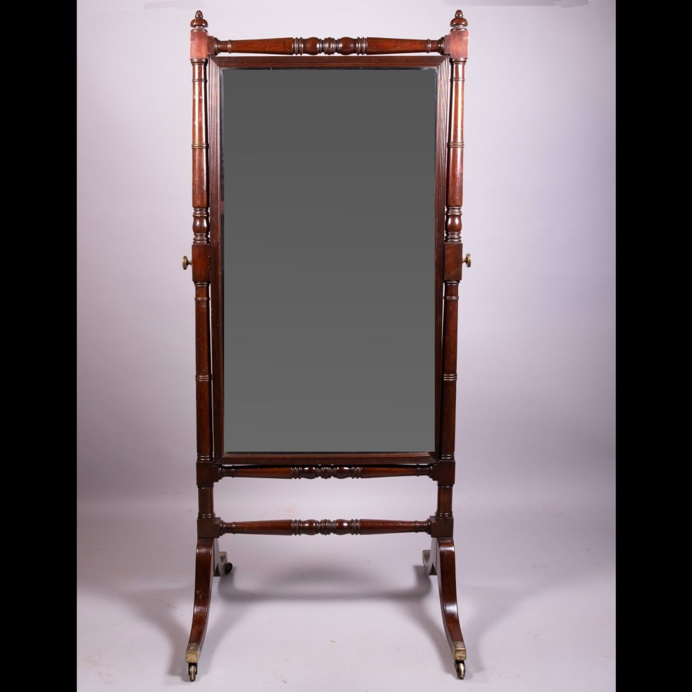 19th Century Mahogany Cheval Mirror View III