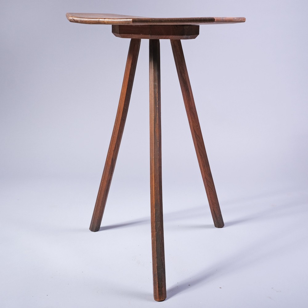 An early 19th-century ash wood side table featuring an octagonal top supported by three straight splayed legs. View II