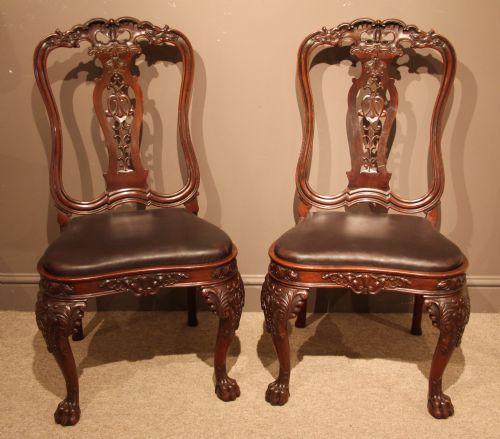 Superb Set of 8 Irish Mahogany Dining Chairs, Circa 1880