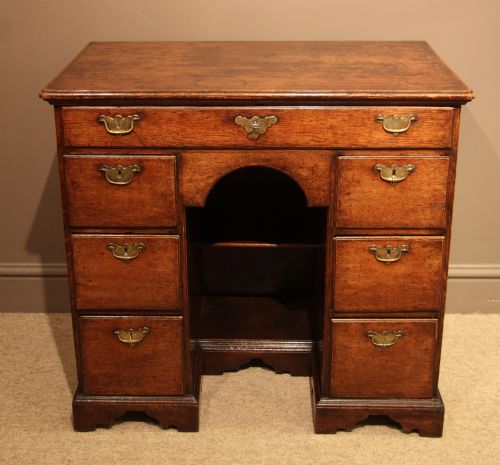 Handsome Early George II Oak Knee-hole Desk, Circa 1730