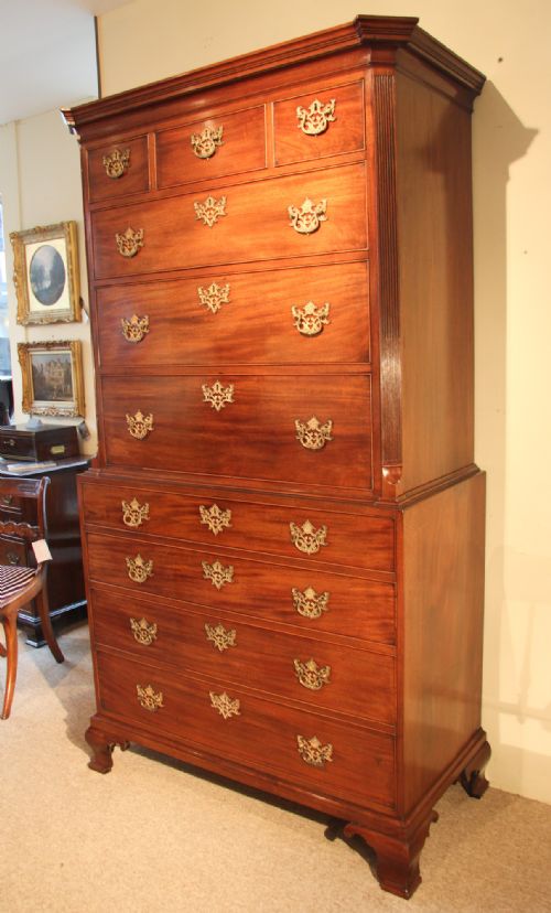 fig 1. Superb George III Mahogany Chest on Chest, Circa 1775