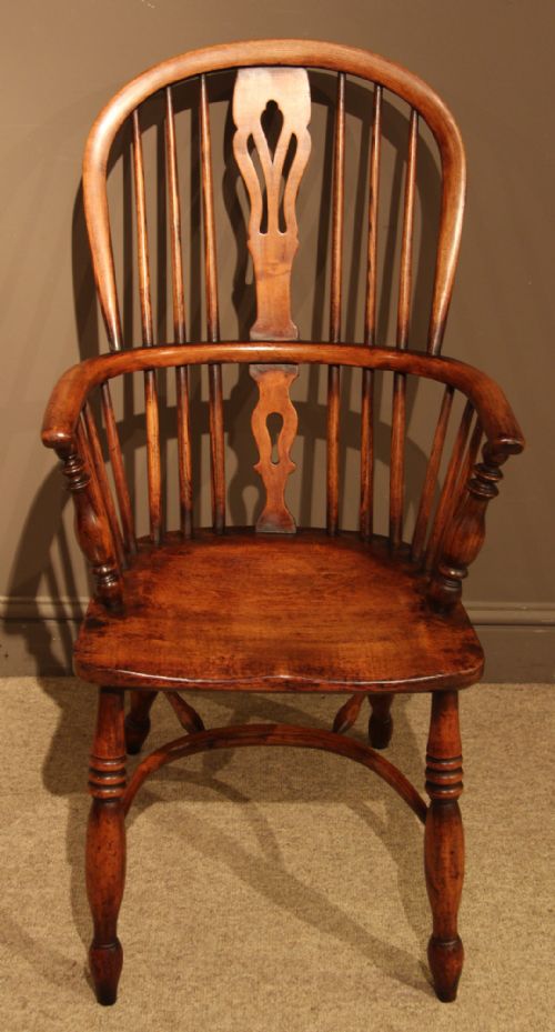 Early 19th Century Fruitwood Windsor Armchair, Stamped Godfrey Workshop