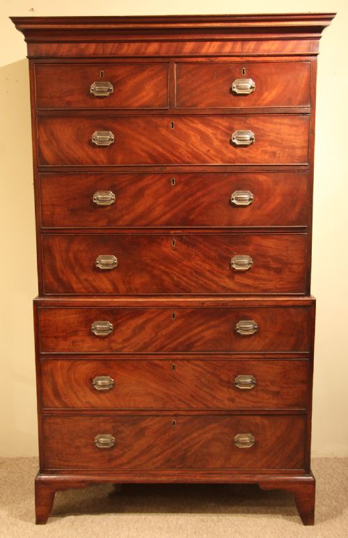 George III Mahogany Tallboy/chest on Chest of Good Proportions