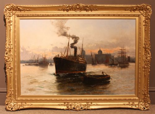 "A Liner Passing Greenwich" Oil Painting by Edward Fletcher