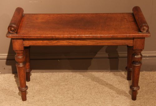 Late 19th Century Oak Scroll End Window Seat, Circa 1890