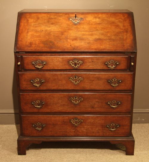Handsome George II Walnut Bureau with Fitted Interior
