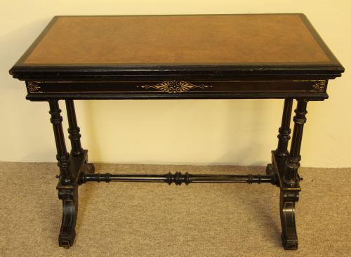 19th Century Amboyna and Ebonised Card Table Stamped Gillows