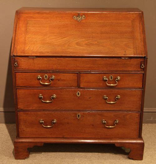 fig 1. Superb Late George II Mahogany Bureau of Small Proportions