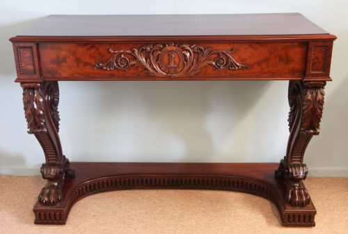 Large Elaborately Carved Gillows Mahogany Console Table, Circa 1835